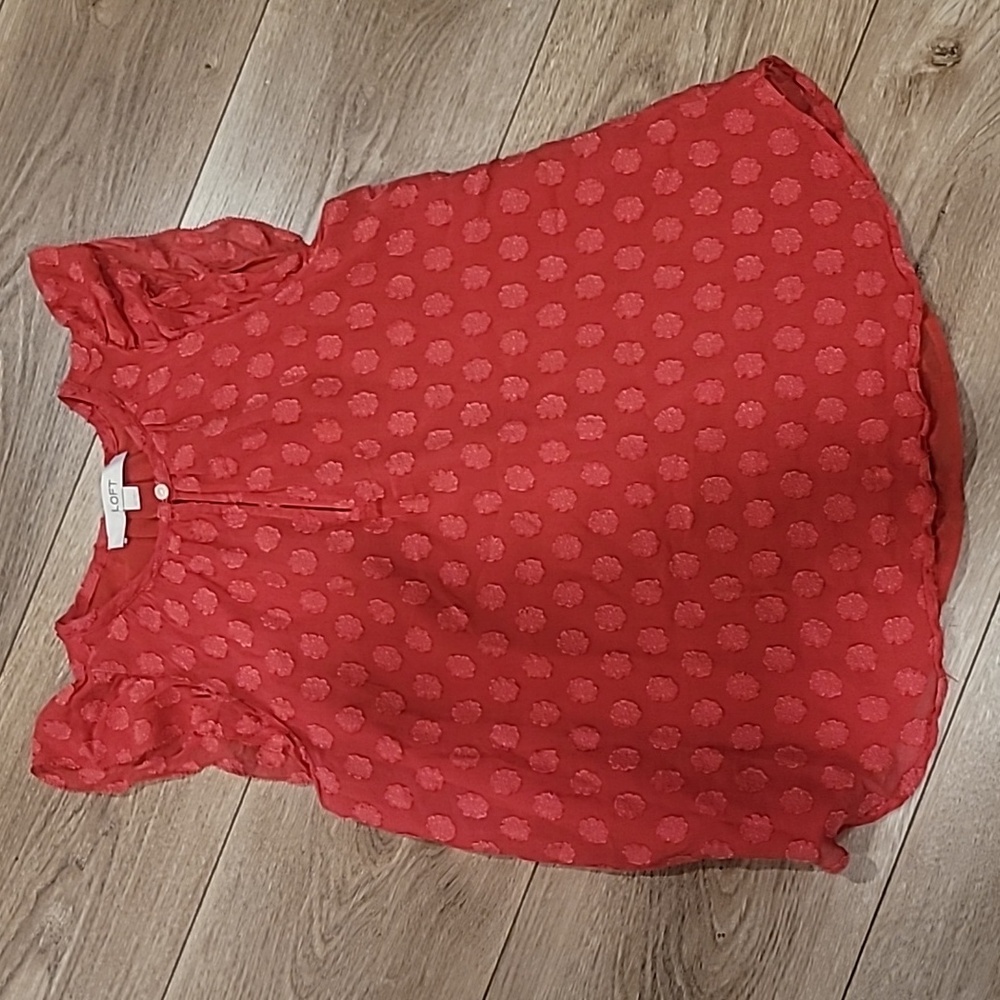 LOFT Vibrant Red Textured Blouse